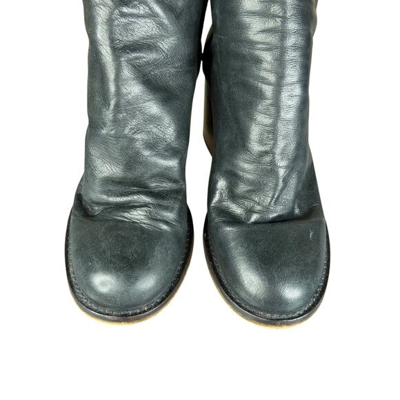Free People Black Leather Slouch Mid Calf Boots 36 Block Heel Retro Style - Picture 11 of 12